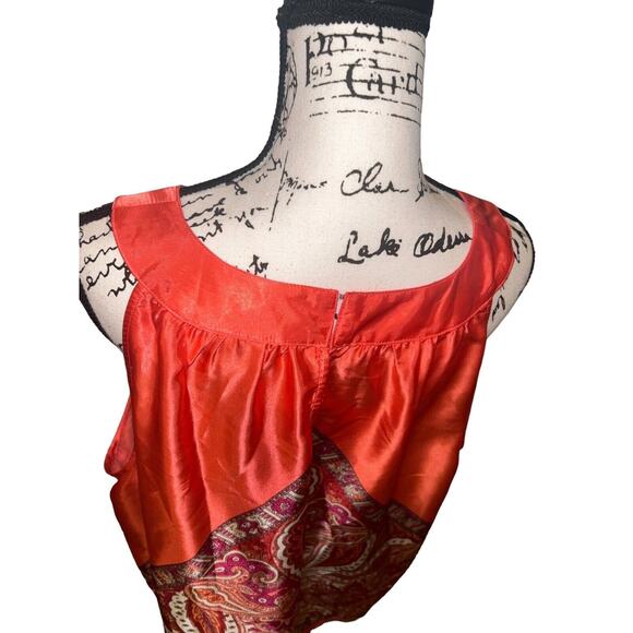 Lane Bryant Tank Top Women's 26 Coral‎ Pink Floral Blouse Shirt - Picture 5 of 8